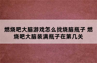 燃烧吧大脑游戏怎么找烧脑瓶子 燃烧吧大脑装满瓶子在第几关